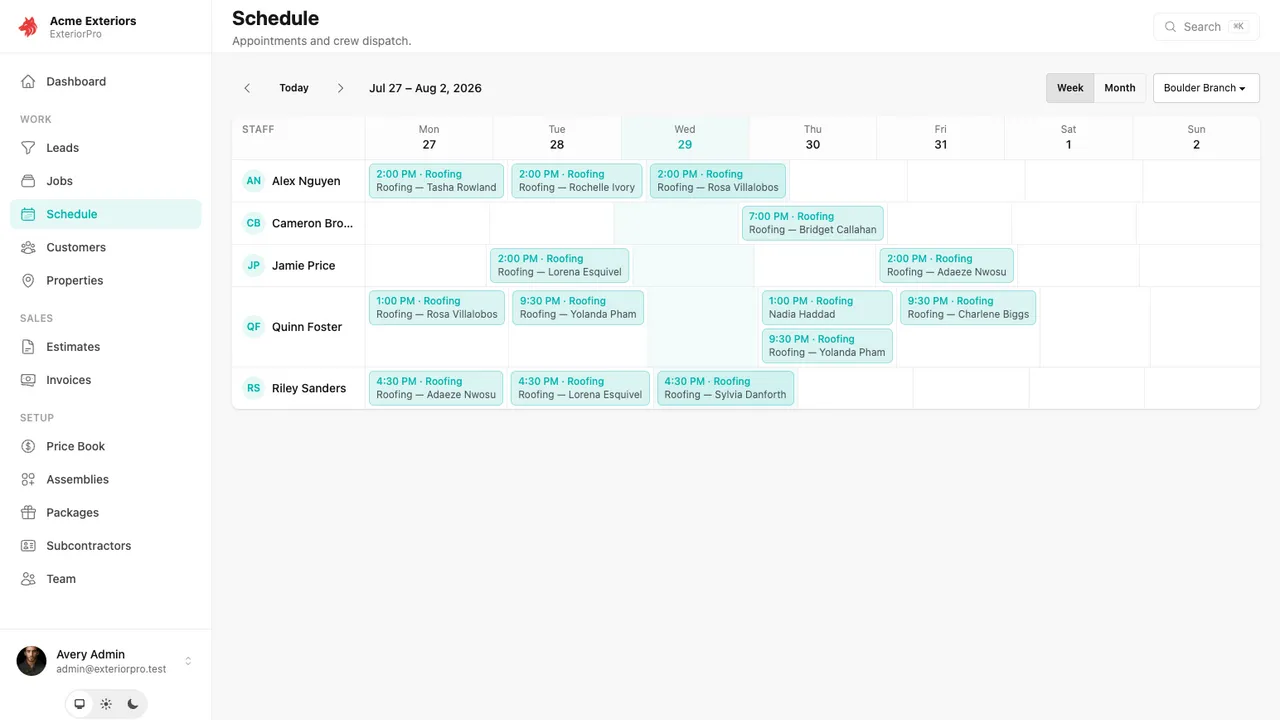 ExteriorPro Calendar - crew scheduling and job calendar